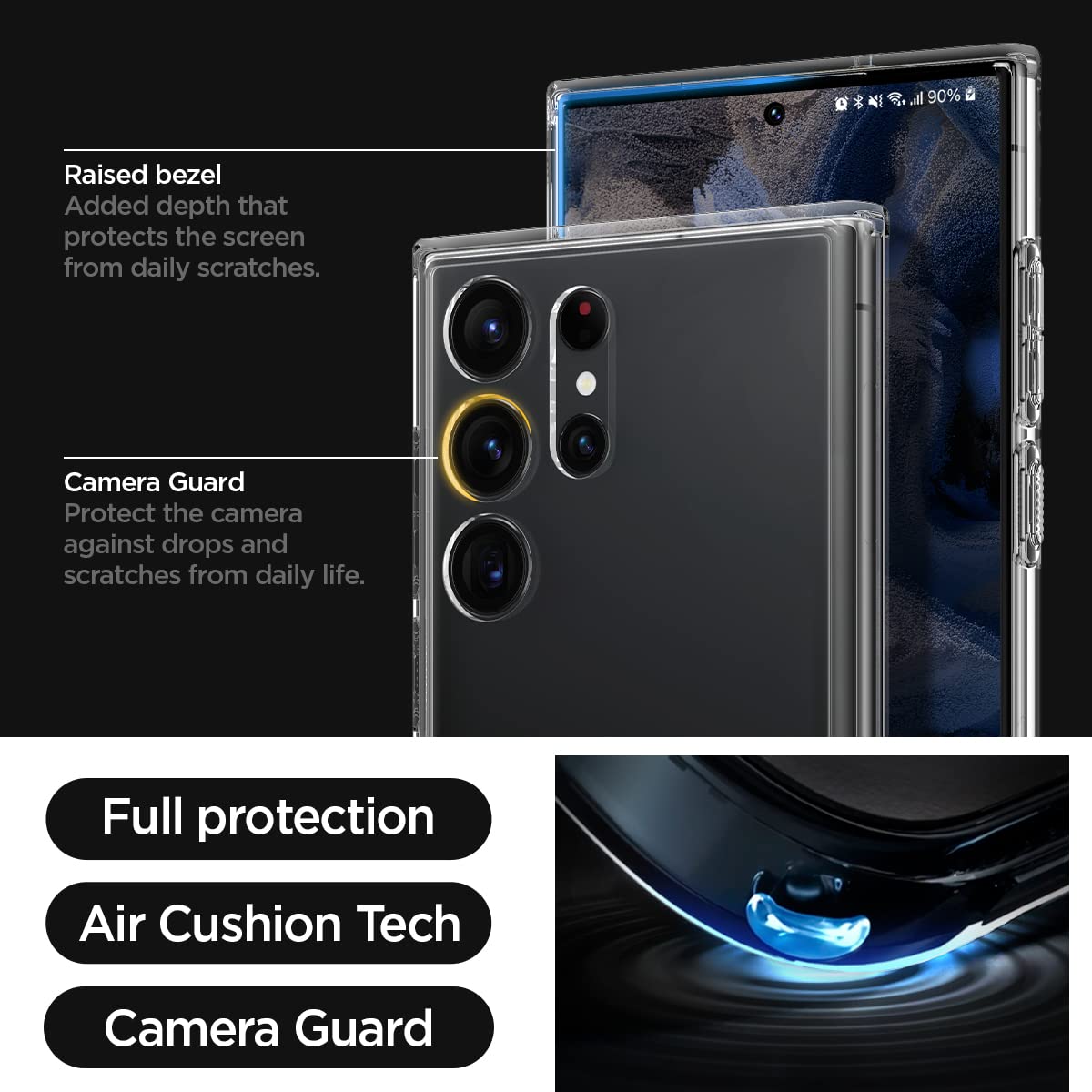 Spigen Ultra Hybrid S Designed for Galaxy S23 Ultra Case (2023) - Crystal Clear