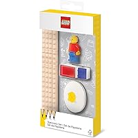 Lego Stationery Set with Minifigure, Graphite Pencils, Eraser, Pencil Sharpener, and Pencil Topper, Ages 6+, Set Includes 8 Pieces (Brick & Minifigure Colors May Vary)