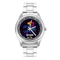 Scorpio Zodiac Constellation Men's Quartz Watch Stainless Steel Wrist Watch Classic Casual Watch for Women