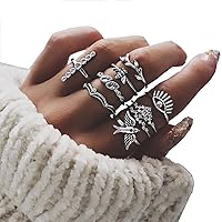 Exaggerated bird bee crown with diamonds branches and diamonds devil's eye ring nine-piece joint ring