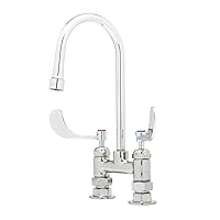 T&S Brass B-0328-CR 4-Inch C/C Deck Mount Bar Faucet with 2.2 GPM Aerator,B-Wh4 Handles, Cerama Cartridges