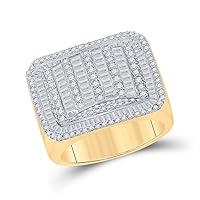 The Diamond Deal 14kt Yellow Gold Mens Baguette Diamond Cluster Ring 2-1/3 Cttw