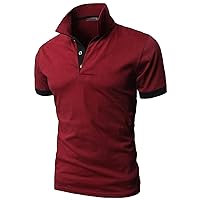 Mens Fashion Polo Henley Shirts Short Sleeve Regular Fit Golf Shirts Tops Casual Button Basic Cotton Polo T Shirts