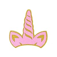 Homeford EVA Glitter Foam Unicorn Horn Cut Outs, 7-Inch, 10-Count (Gold/Pink)