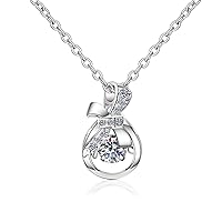 Bowknot 0.3ct Moissanite 925 Silver Platinum Plated Necklace 40+5cm NX126
