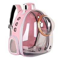 Pet Space Capsule Backpack, Small Medium Cat Puppy Dog Carrier, Transparent Breathable Heat Proof, Pet Carrier for Travel Hiking Walking Camping (Pink)