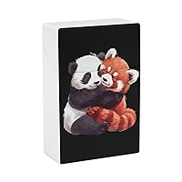 Kawaii Panda Hugging Red Panda Slim Cigarette Carrying Case Pocket Smoking Box Holder Gift for Men Women