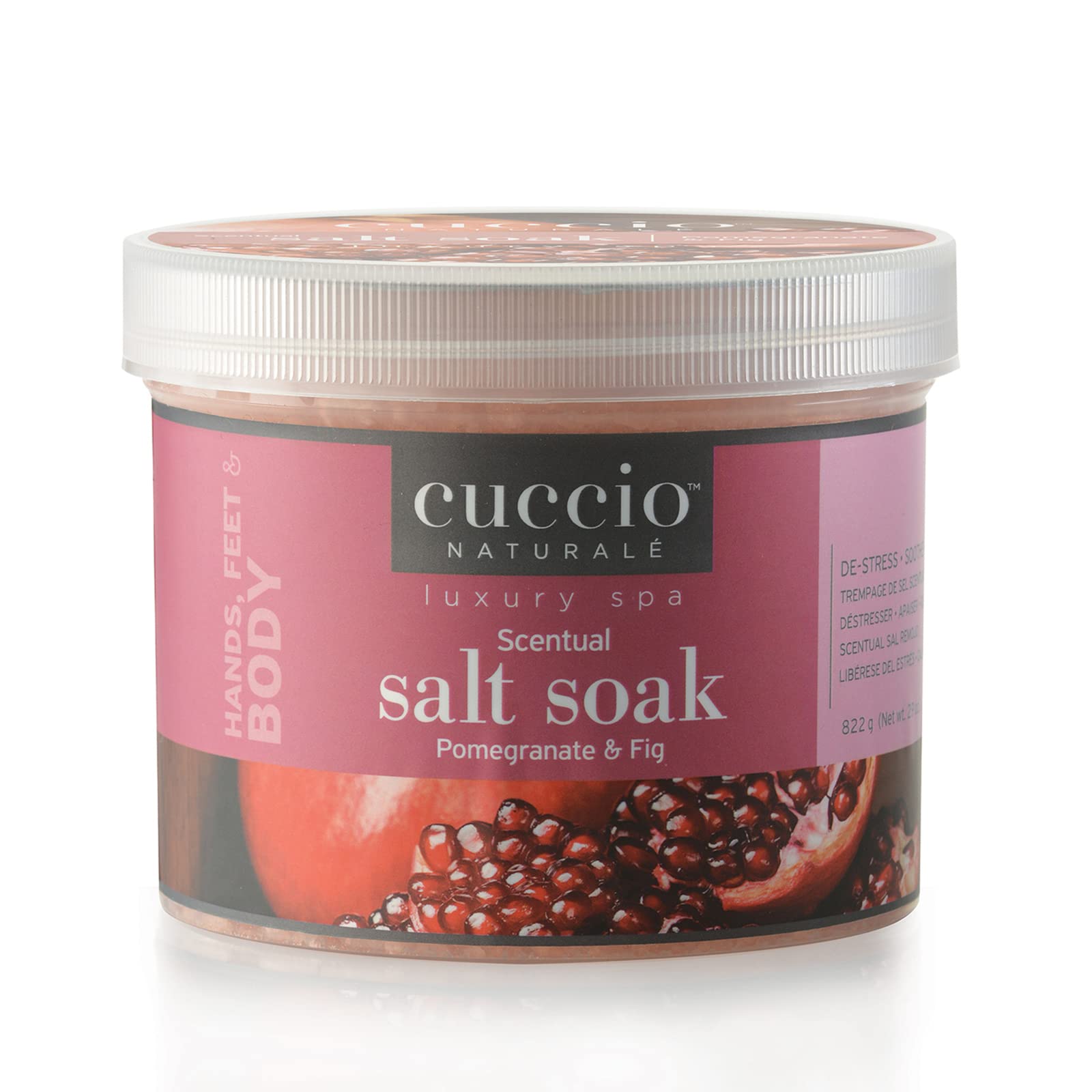 Cuccio Naturale Scentual Salt Soak - Invigorating Salts With An Irresistible Scent - Rejuvenate And Soothe Tired Feet - Softens And Leaves The Skin Fresh And Clean - Pomegranate And Fig - 29 Oz