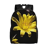 Laptop Backpack for Women Men Lightweight Daypack With Side Mesh Pockets Flower with Yellow Backpacks
