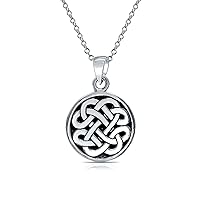 Unisex Ancient Viking Medallion Woven Celtic Knot Round Circle Disc Dangle Earrings Necklace For Women Irish Hook Oxidized .925 Sterling Silver