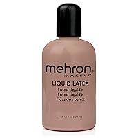 Mehron Makeup Liquid Latex | SFX Makeup | Halloween Latex Makeup | Latex Glue for Skin | Prosthetic Glue 4.5 fl oz (133 ml) (Dark Flesh)