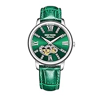 REEF TIGER Luxury Brand Ladies Watch Automatic Women Diamond Watches Waterproof Leather Band RGA1580
