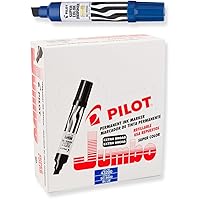 PILOT Super Color Jumbo Refillable Permanent Markers, Blue Ink, Extra-Wide Chisel Point, 12-Pack (43200)