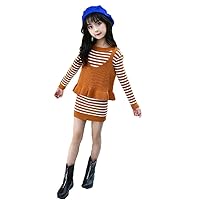 Girls Pullover Slim Knitted Sweater Knitwear Dress + Camisole