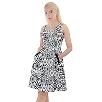 CowCow Womens Knee Length Skater Dress with Pockets Retro Bicycle Pattern Skater Dress, XS-5XL