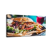 Canvas Wall Art for Office Living Room Bedroom Vegan Burger Pulled Jackfruit Jalapeos Wall Art Painting Artwork Wall Decor Framed Wall Art 20