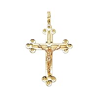14K 2T Religious Crucifix Pendant | 14K Two Tone Gold Christian Jewelry Jesus Pendant Locket For Women Men | 21 mm x 15 mm Gold Chain Pendants | Weight 0.9 grams