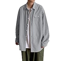 Men's Long Sleeve Mixed Material Shirt Autumn Winter Hong Kong Style Shirt New Lapel Outer Wear Inner Couple Cardigan
