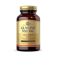 Solgar Glycine 500 mg - 100 Vegetable Capsules - Non-GMO, Vegan, Gluten Free, Dairy Free, Kosher - 100 Servings