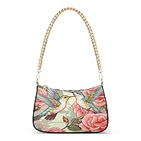 Shoulder Bags for Women Spring Hummingbird Flowers Hobo Tote Handbag Small Clutch Purse with Zipper Closure