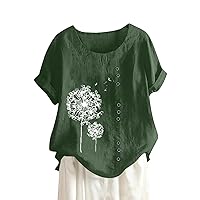 UOFOCO Cotton Linen Summer Womens Tops Tees Blouses Plus Size Casual Lightweight T Shirts 2024 Trendy Lady Shirts (S-5XL)