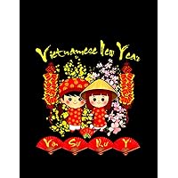 Happy Vietnamese New Year Red Cute Aodai Boy Girl Flowers Music Sheet - 130 Pages - 8.5 x 11 in