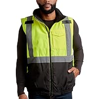 Bass Creek Outfitters Mens High Visibility Safety Vest - Quilted Insulated Reflective Work Vest - ANSI/ISEA Class 2 Standards