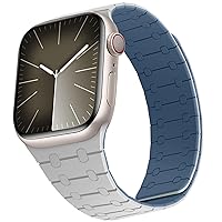 Compatible with Apple Watch Band 49mm 45mm 44mm 42mm 41mm 40mm 38mm, Silicone Magnetic Adjustable Loop Strap for iWatch Ultra 2 Ultra Series 9 8 7 SE 6 5 4 3 2 1 (41/40/38, Gray Blue)