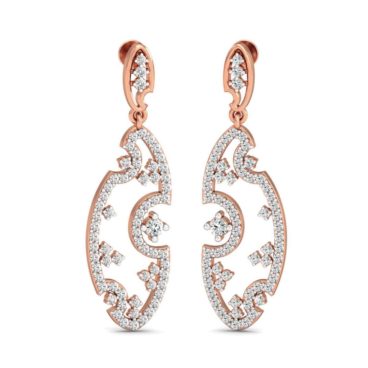 1.55 Ctw Natural Diamond With 18K White/Yellow/Rose Gold Antique Design Drop Style Earrings With VVS Certificate, Earrings Sets, Diamond Earrings, Huggie Earrings