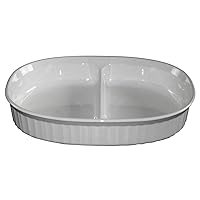 Corning Ware Oval Divided Dish in the French White 1.8 Liter F-6-B