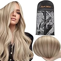 Full Shine Blonde Sew in Weft Hair Extensions Silky Straight Real Hair Wefts and Strong Holder Waterproof Portable Suit With Transparent Zip Up Closure