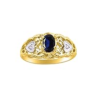 Rylos Ring with Filigree Heart, 6X4MM Gemstone, and Diamonds - Birthstone Jewelry for Women in Yellow Gold Plated Silver, Available in Sizes 5-10