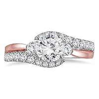 SZUL AGS Certified 1 1/4 Carat TW Diamond Engagement Ring in Two Tone 14K Rose and White Gold (J-K Color, I2-I3 Clarity)