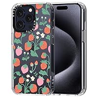 MOSNOVO Compatible with iPhone 15 Pro Case, [Buffertech 6.6 ft Drop Impact] [Anti Peel Off Tech] Clear TPU Bumper Phone Case Cover with Strawberry Garden Designed for iPhone 15 Pro 6.1
