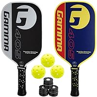 Gamma 405 Pickleball Paddle Bundle with Overgrips and Pickleball Balls – Available for Doubles or Family Play