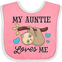 My Auntie Loves Me with Sloth and Hearts Baby Bib