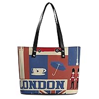 Womens Handbag London Symbols Leather Tote Bag Top Handle Satchel Bags For Lady