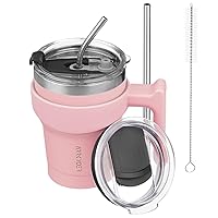 Travel Tumbler with Handle and Lid Straw, 10oz Insulated Coffee Mug, Stainless Steel Vacuum Reusable Cup Thermos for Hot & Cold Drinks,Cosmos