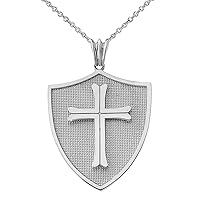 CRUSADER SHIELD IN WHITE GOLD - Gold Purity:: 10K, Pendant/Necklace Option: Pendant Only