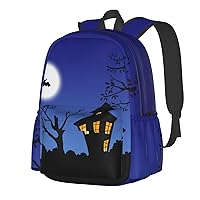 Halloween Night 17 Inch Backpack for man woman with Side Pocket laptop backpack casual backpack for Travel