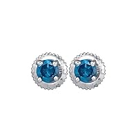Mediterranean Blue Diamonds® 10k White Gold Sparkling Solitaire Screwback Stud Earrings 1/2 Ctw.