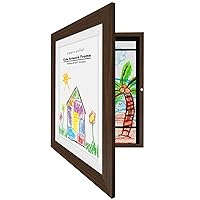 Americanflat Front Loading Kids Art Frame in Walnut - 8.5x11 Picture Frame with Mat and 10x12.5 Without Mat - Kids Artwork Frames Changeable Display - Frames for Kids Artwork Holds 100 Pieces