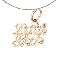 Saying Necklace | 14K Rose Gold Little Shit Saying Pendant with 18