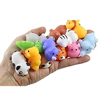 Set of 12 Cute Zoo Animal Mochi Squishy Animals - Kawaii - Cute Individually Wrapped Toys - Sensory, Stress, Fidget Party Favor Toy (Set of 12 - (1 Dozen))
