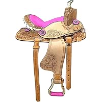 Youth Child Western Premium Leather Barrel Racing Pony Miniature Trail Equestrian Horse Saddle Size 8' to 12 inches Seat (8