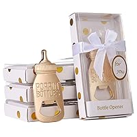 Set of 18 Bottle Openers for Baby Shower Favors Gifts, Bridal Baby Shower Decorations Souvenirs, Poppin Bottles Openers with Exquisite Gifts Box used for Baby Party (New White)