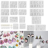 RESINWORLD 5pcs Large Resin Earrings Mold with Hole + 11pcs Variety Size Earrings Molds for Resin