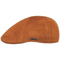 Stetson Texas Goat Suede Flat Cap Men's – Made in the EU – Handmade – Made of Goat Leather – Lined – Six Piece Flat Cap – Peak Length 5 cm – Cap for Summer/Winter