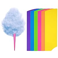 100 Packs Cotton Candy Cones, Cotton Candy Sticks DIY Multicolor Paper Cotton Candy Supplies with Double Sided Adhesive Tape for Birthday Party (Simple Style)