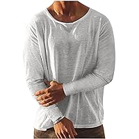Mens Crewneck Long Sleeve Shirt, Lightweight Super Soft Athletic Tee Casual Plain Tops Breathable Workout T-Shirt